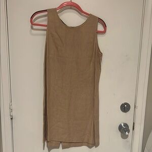 Elegant Tan Sleeveless Dress by French Connection. Never worn size 10 100% linen